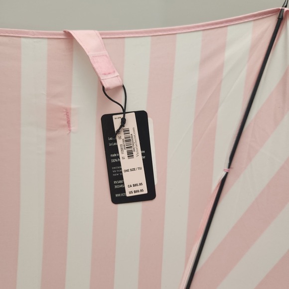 VICTORIA SECRET Fashion Show 2024 Pink White Striped Umbrella NEW - Picture 4 of 8